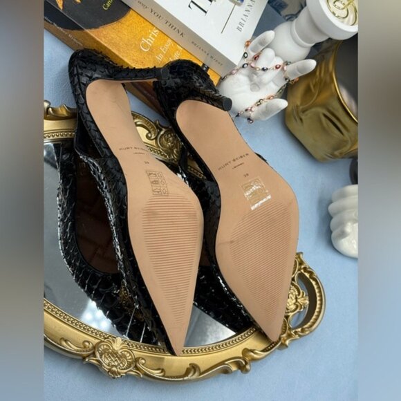 🆕 KURT GEIGER LONDON 🧿 NWOB Belgravia Slingback Heel Black Snakeskin Sz 39 8.5 - Picture 16 of 16